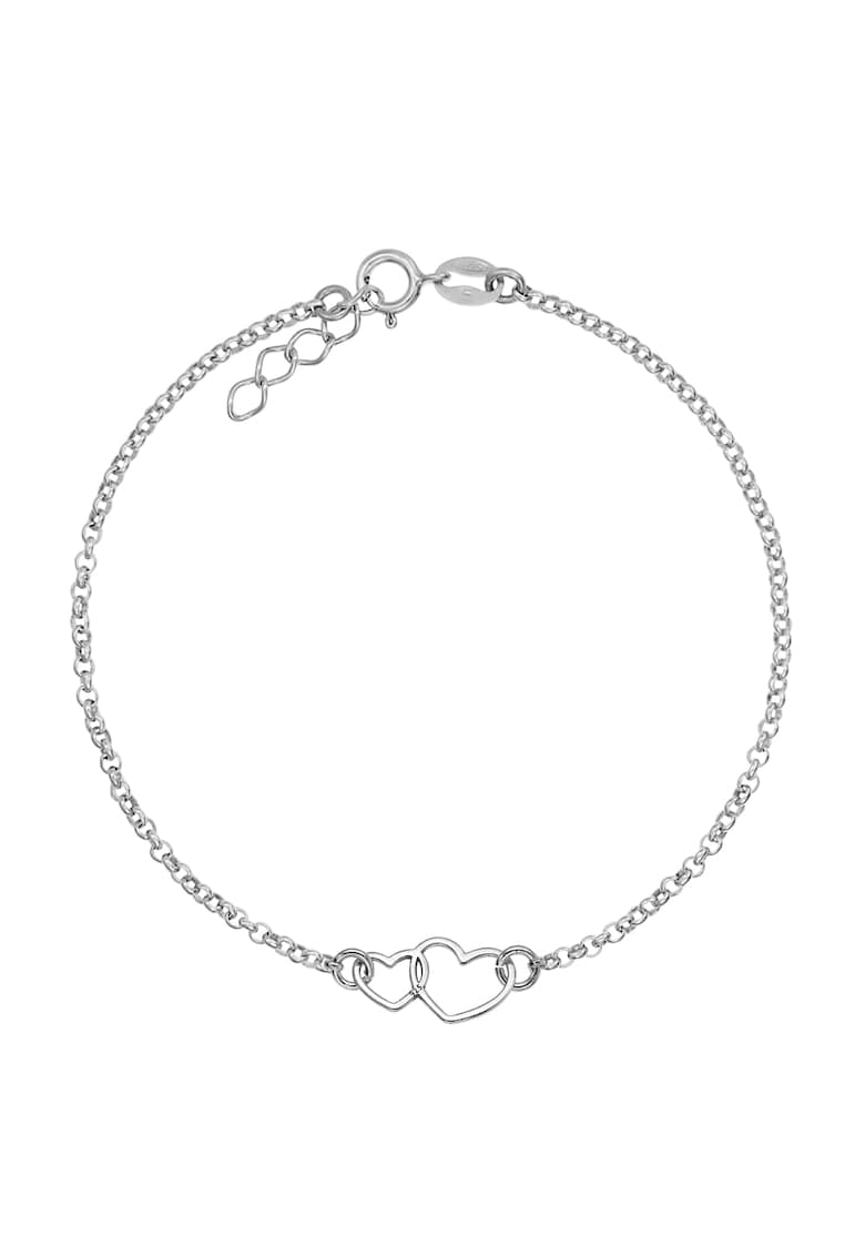 Bratara Argint 925 placat cu rodiu si Charm Double Heart