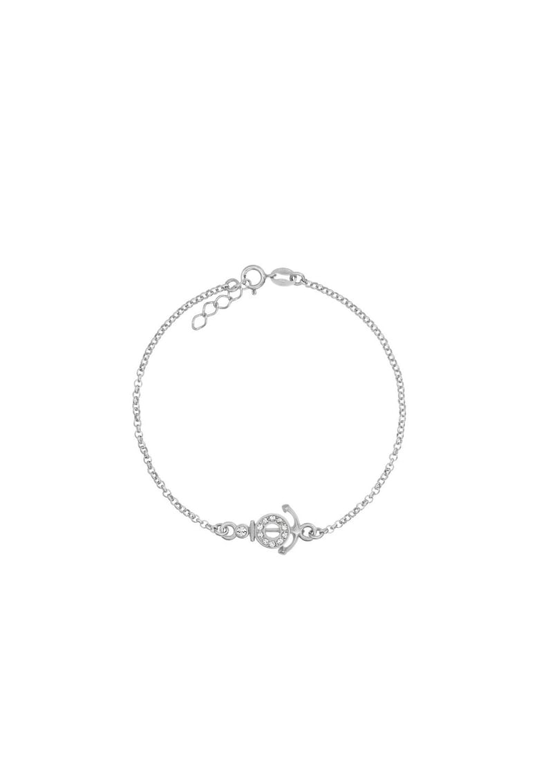 Bratara Argint 925 placat cu rodiu si Charm Ancora cu Cristale Swarovski®