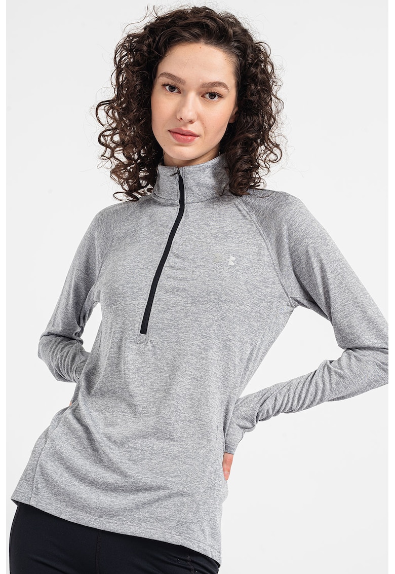 Bluza lejera cu fenta cu fermoar pentru fitness Tech