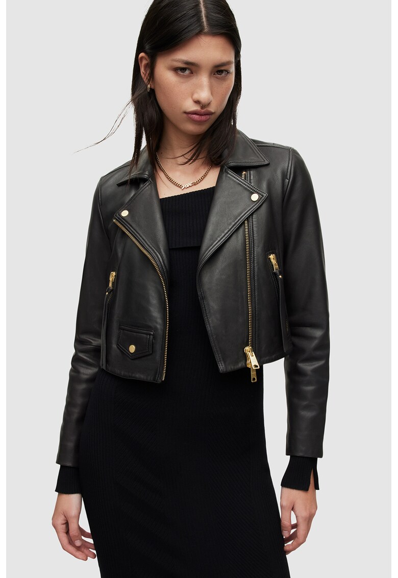 Jacheta crop biker de piele Elora