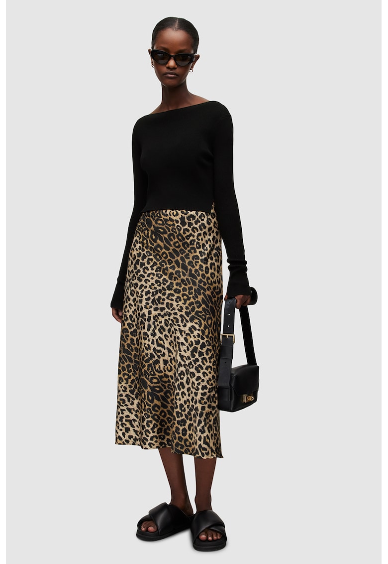 Rochie midi cu aspect 2 in 1 si animal print Hera