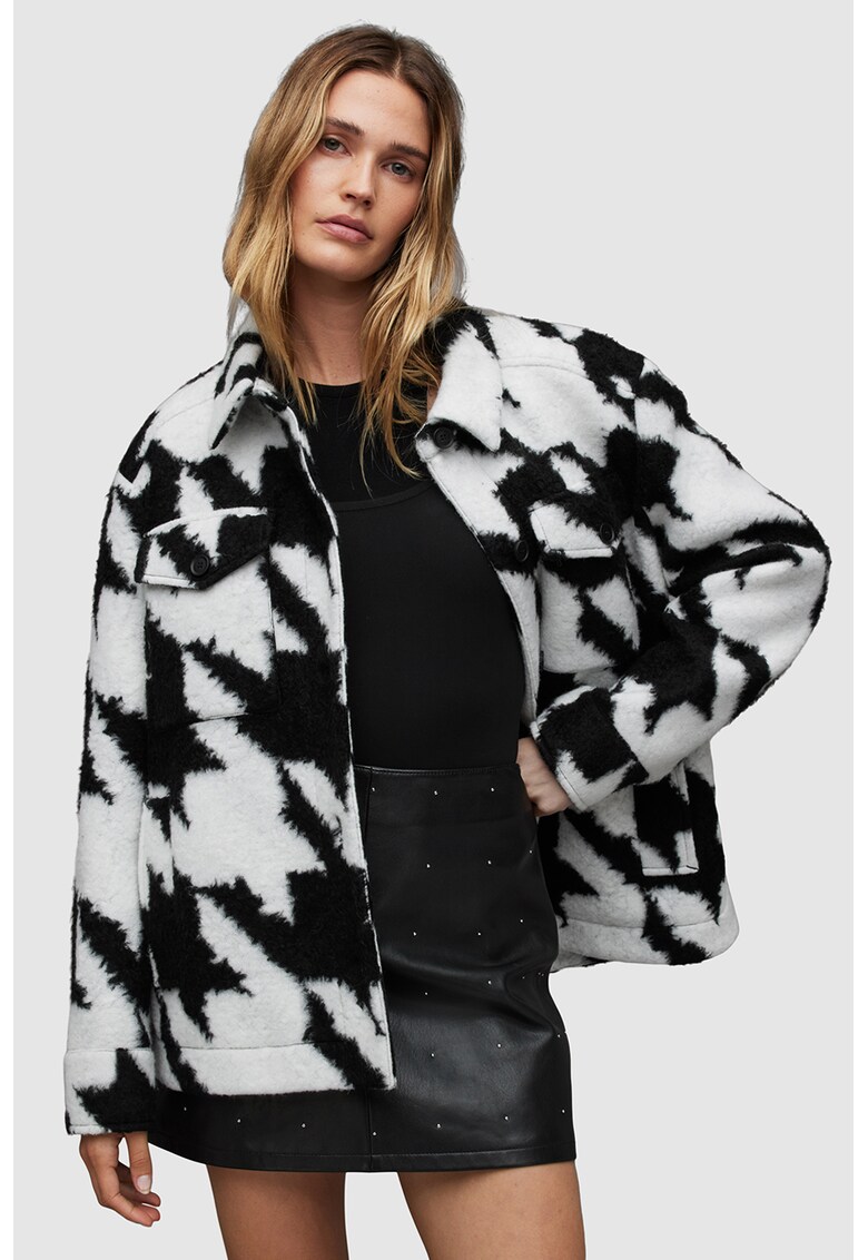 Jacheta-camasa relaxed fit cu model houndstooth Rosey