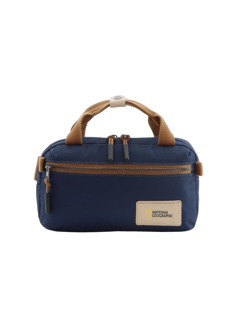 Geanta crossbody cu maner Legend - Poliester - 24 x 5 x 13.8 cm - Bleumarin/Maro