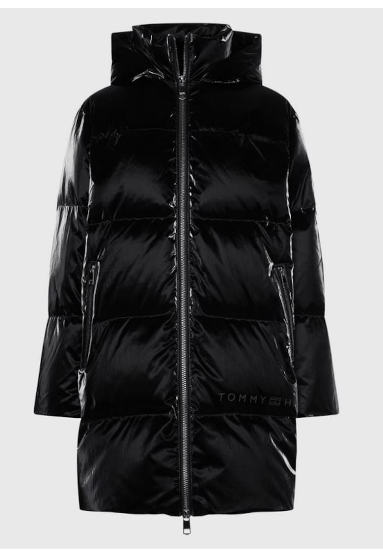 Geaca matlasata din nailon cu gluga -