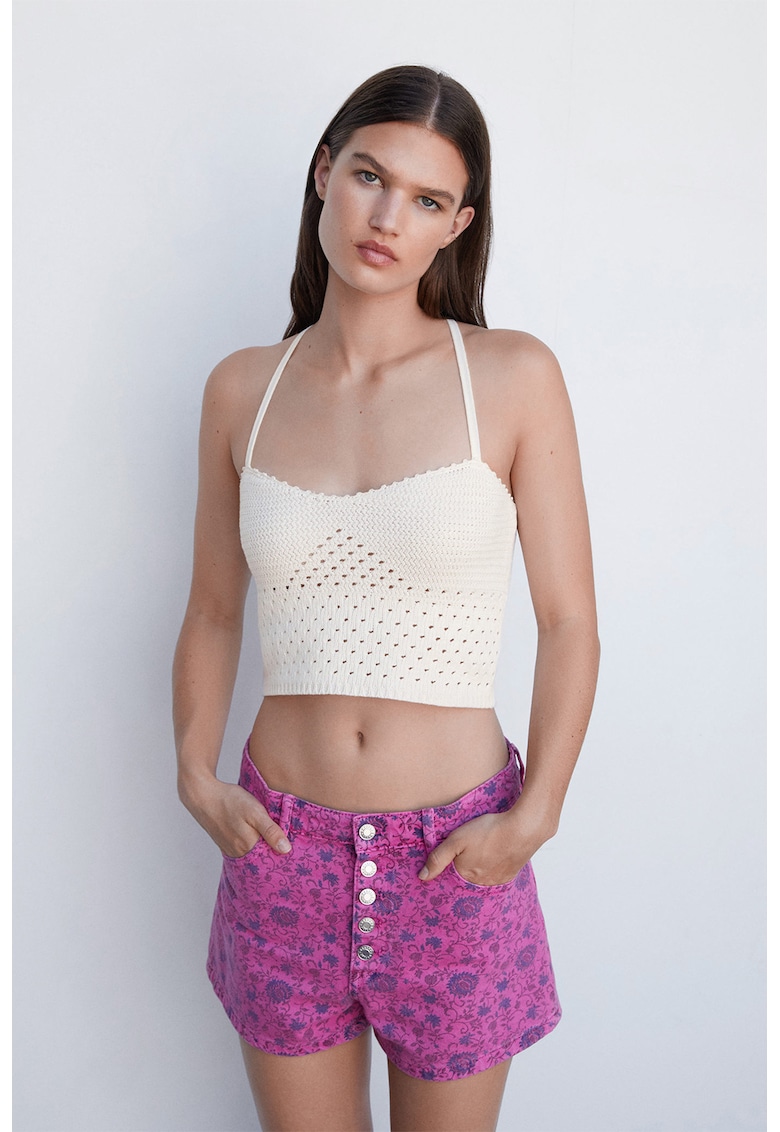 Top crop tricotat Ouvert
