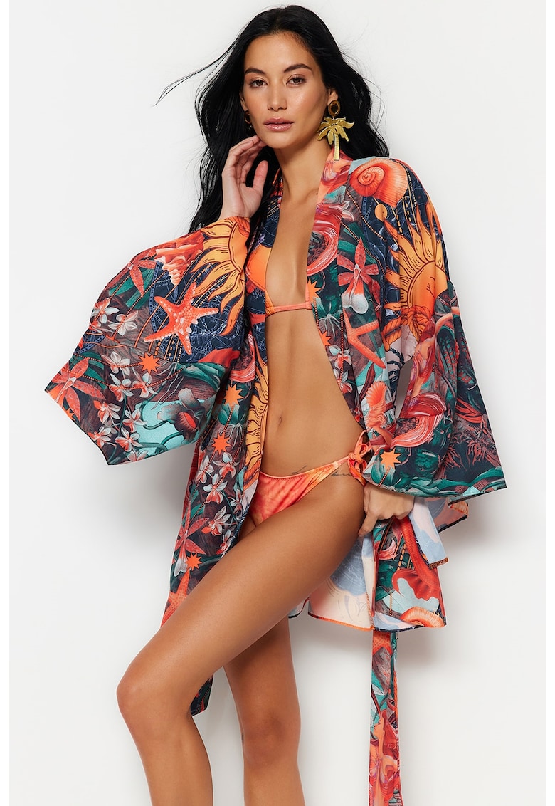 Kimono de plaja cu imprimeu