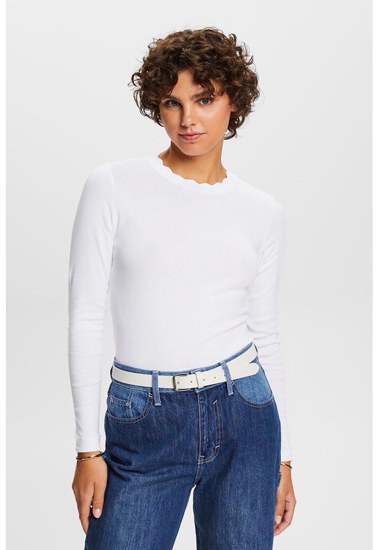 Bluza din amestec de bumbac cu decolteu drapat