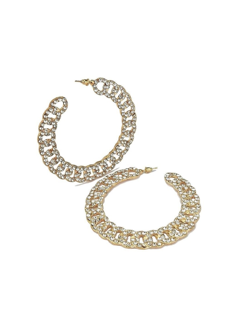 Cercei aurii - hoop - rotunzi - cu zale si pietre - Eben C3 -