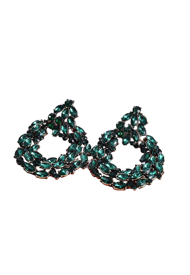 Cercei aurii - rotunzi - cu pietre verzi - Eenick C6 -