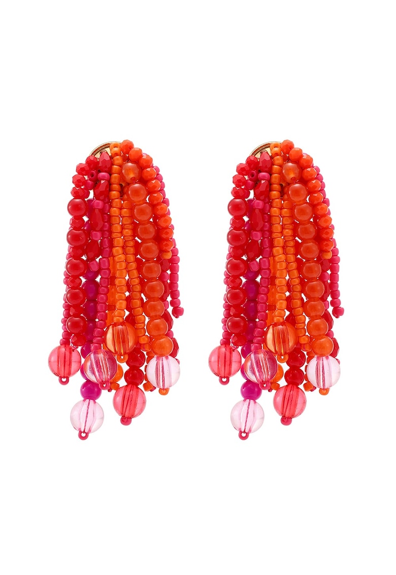 Cercei rosii - lungi - cu margelute - Edvardine C1 -