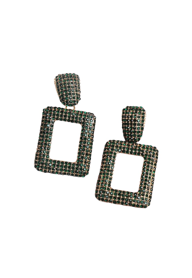 Cercei aurii - dreptunghiulari - cu pietre verzi - Egonie C1 - Cercei aurii - dreptunghiulari - cu pietre verzi - Egonie C1 -