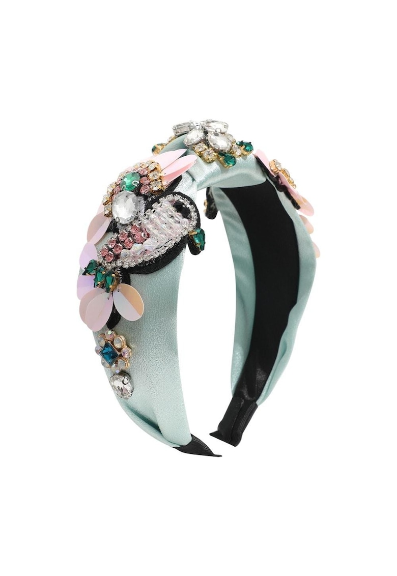 Bentita verde menta - cu pietre si paiete - Edly C1 -