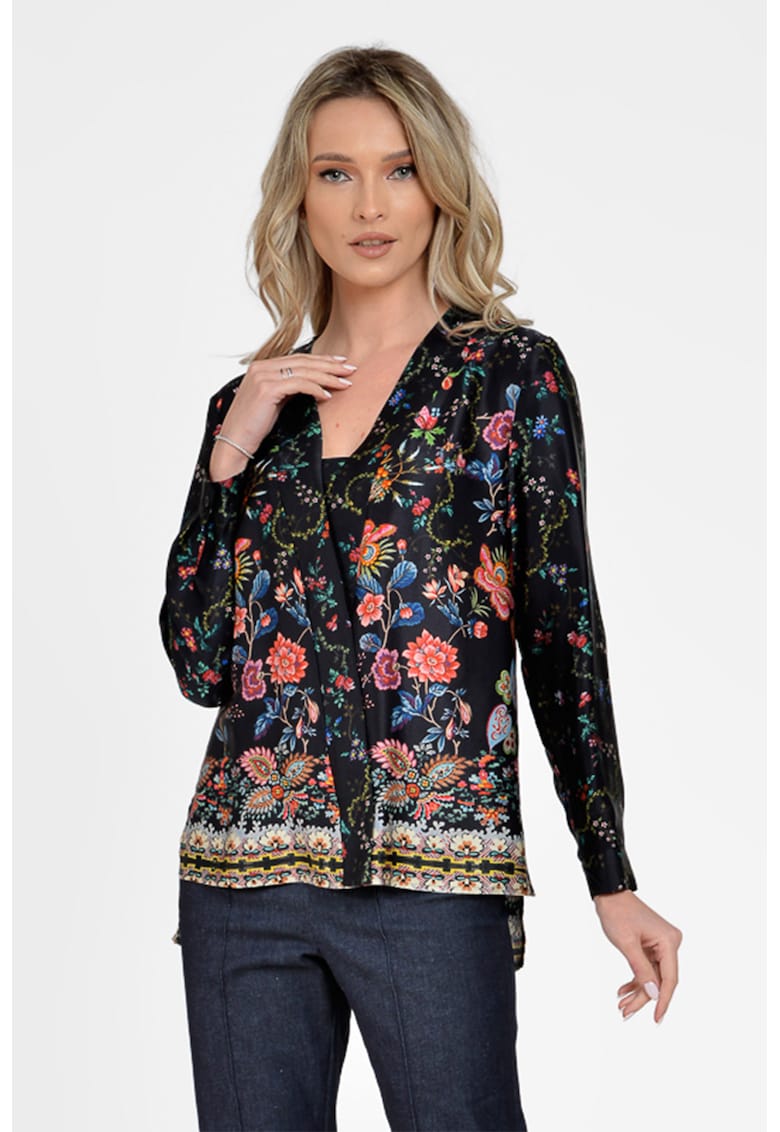 Bluza cu aspect satinat si model floral Nantes