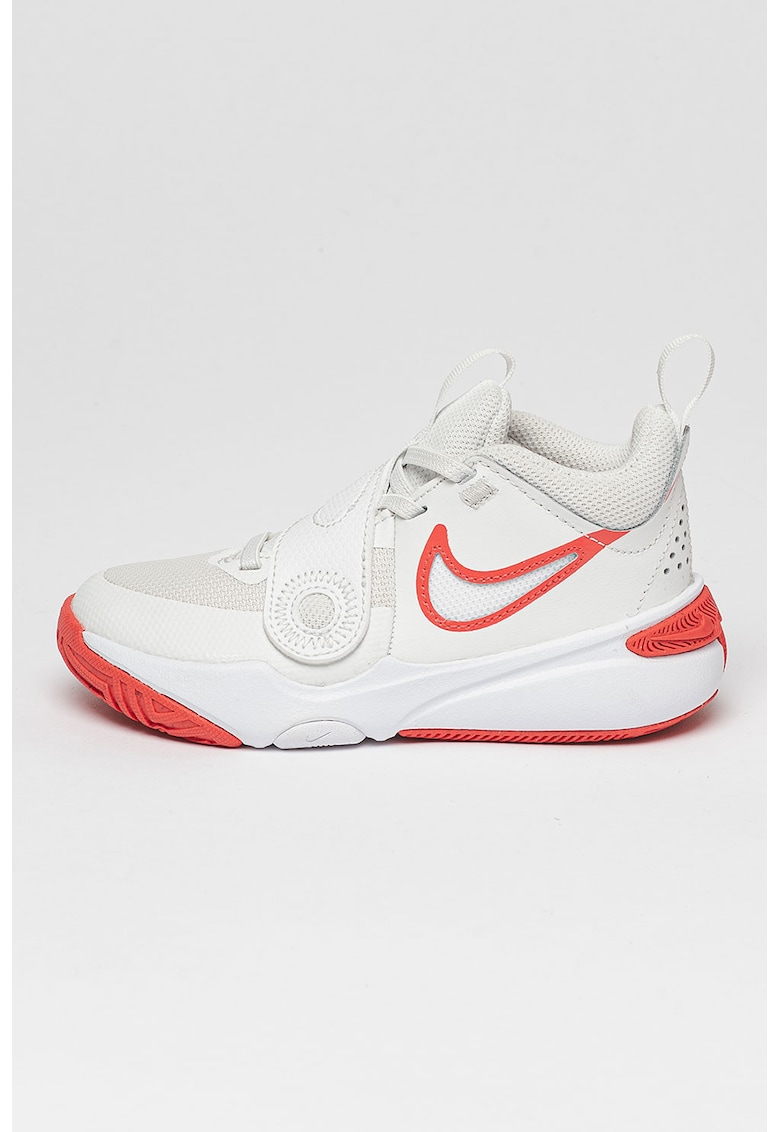 Pantofi cu insertii din piele si imprimeu logo - pentru baschet Team Hustle - Rosu/Alb