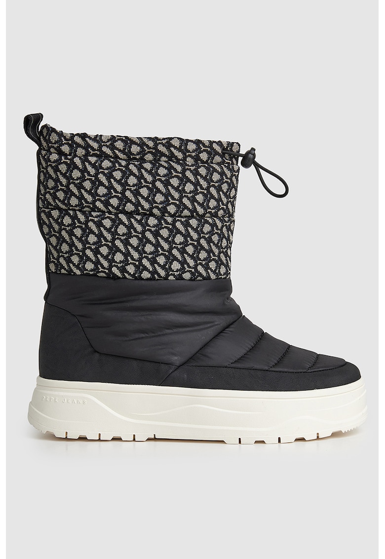 Pepe Jeans London Ghete fara inchidere cu insertii din jacquard - Negru/Crem