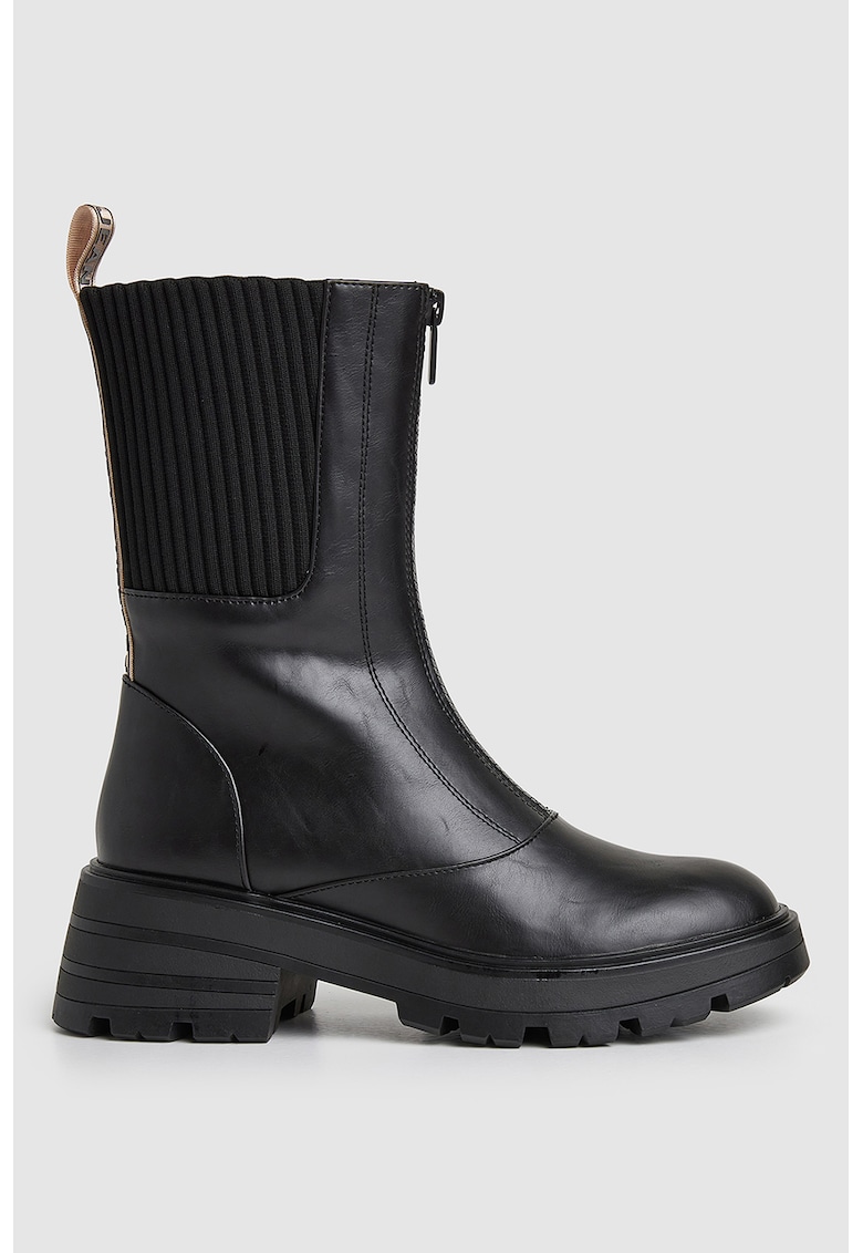 Pepe Jeans London Bocanci de piele ecologica cu logo stantat - Negru