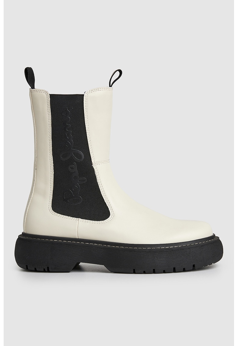 Ghete Chelsea de piele ecologica cu logo