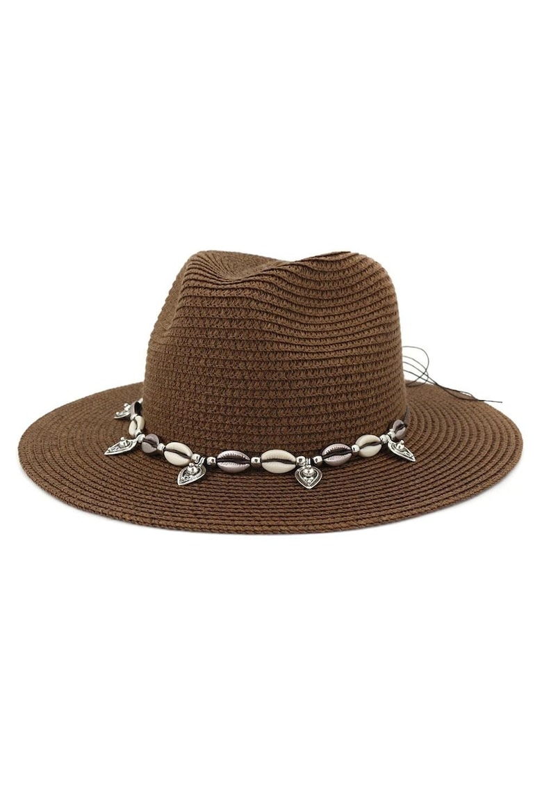 Palarie dama - maro - de vara - cu scoici - Edora -