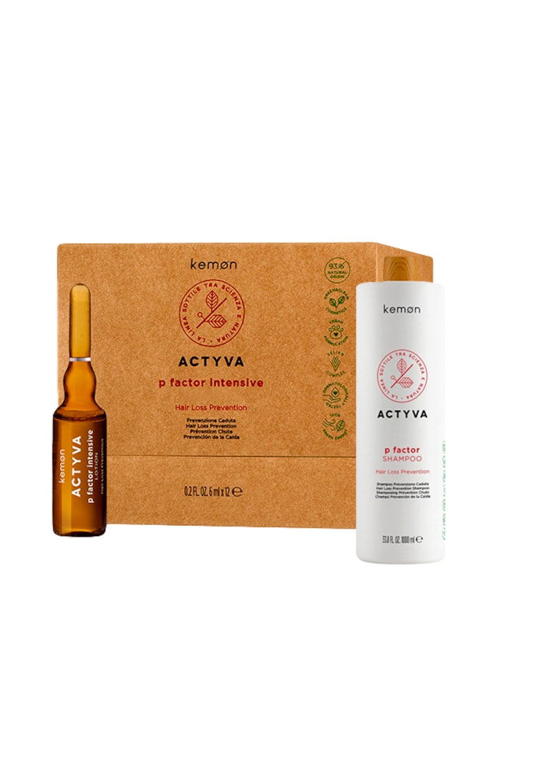 Set anti-caderea parului  Actyva P Factor - Sampon 1000 ml - Lotiune 12 x 6 ml