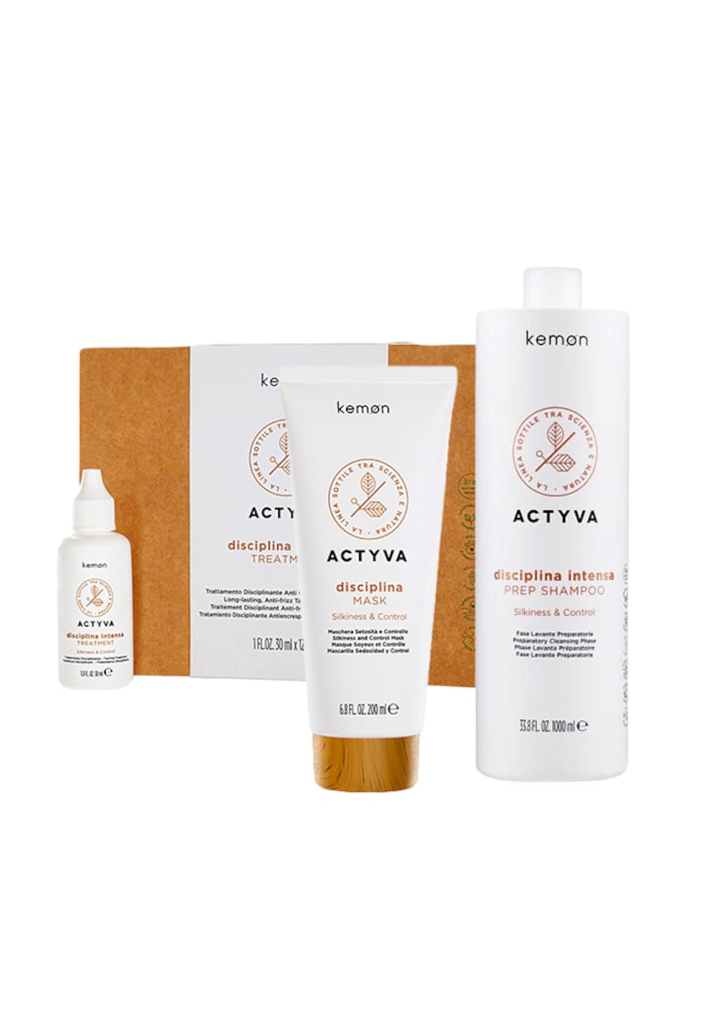 Set de disciplinare Actyva Disciplina - Sampon preparator 1000 ml - Masca 200 ml - Serum 12 x 30 ml