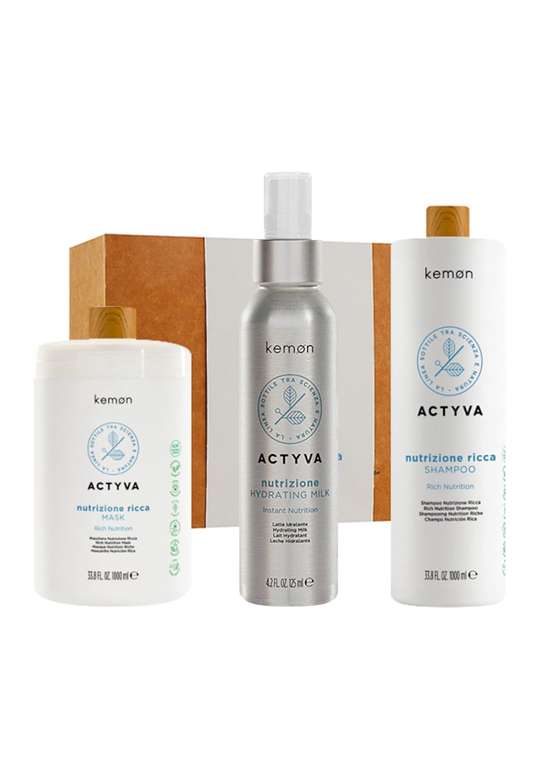 Set de hidratare  Actyva Nutrizione Ricca - Sampon 1000 ml - Masca 1000 ml - Lapte hidratant 125 ml
