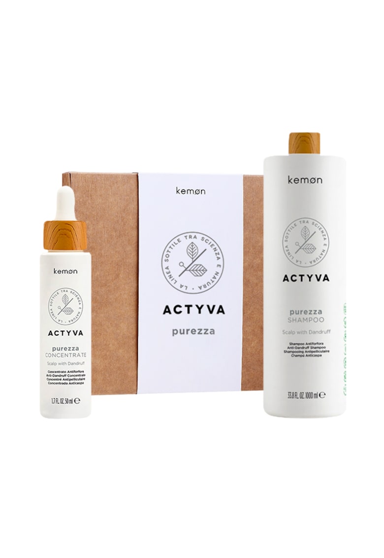 Set pentru purificare scalp  Actyva Purezza - Sampon 1000 ml - Tratament 50 ml