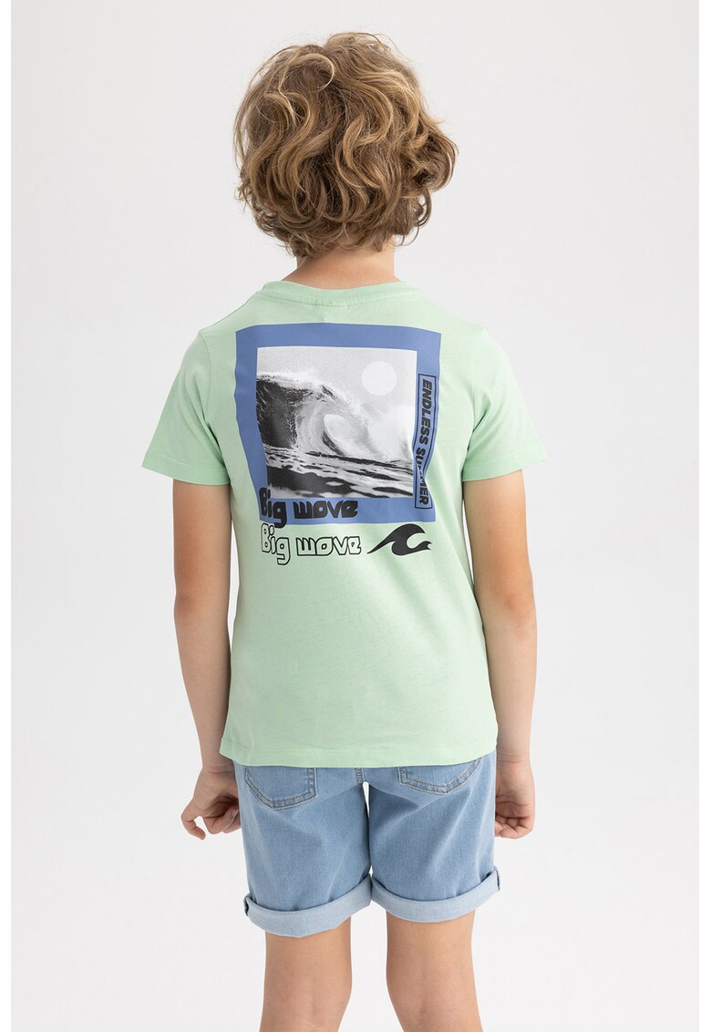 Tricou din bumbac cu decolteu la baza gatului