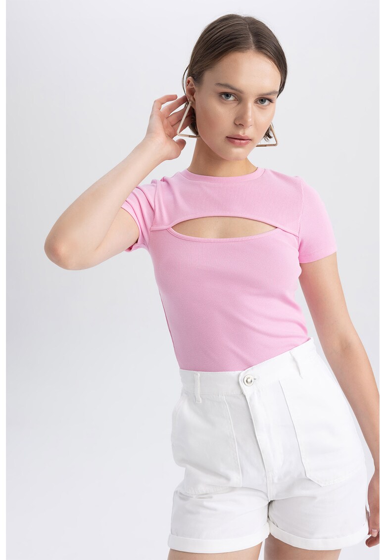 Tricou din amestec de bumbac cu decupaj