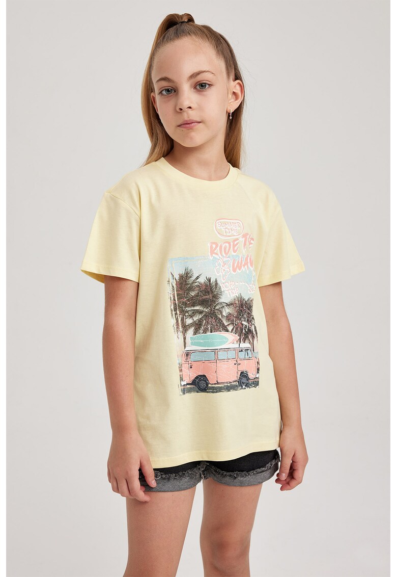 Tricou cu imprimeu si maneci cazute