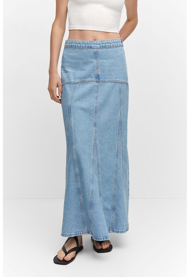 Fusta de denim cu cusaturi contrastante Aya