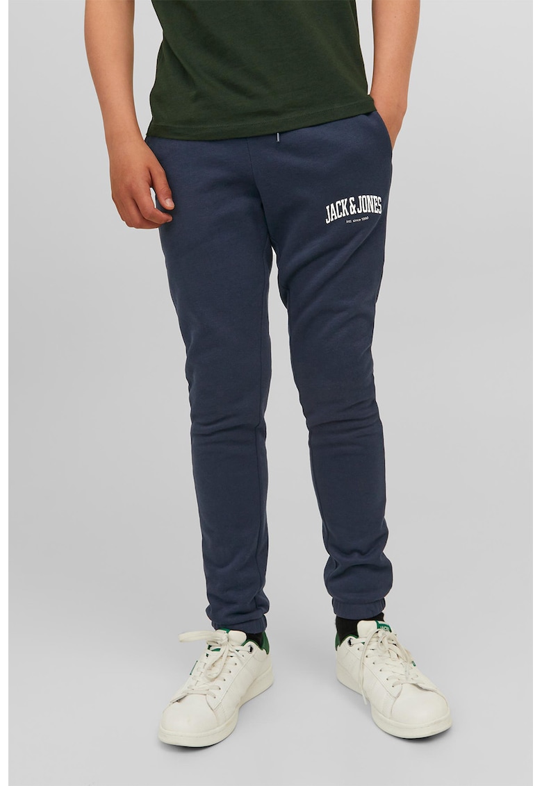 Pantaloni sport cu talie ajustabila - Alb/Bleumarin
