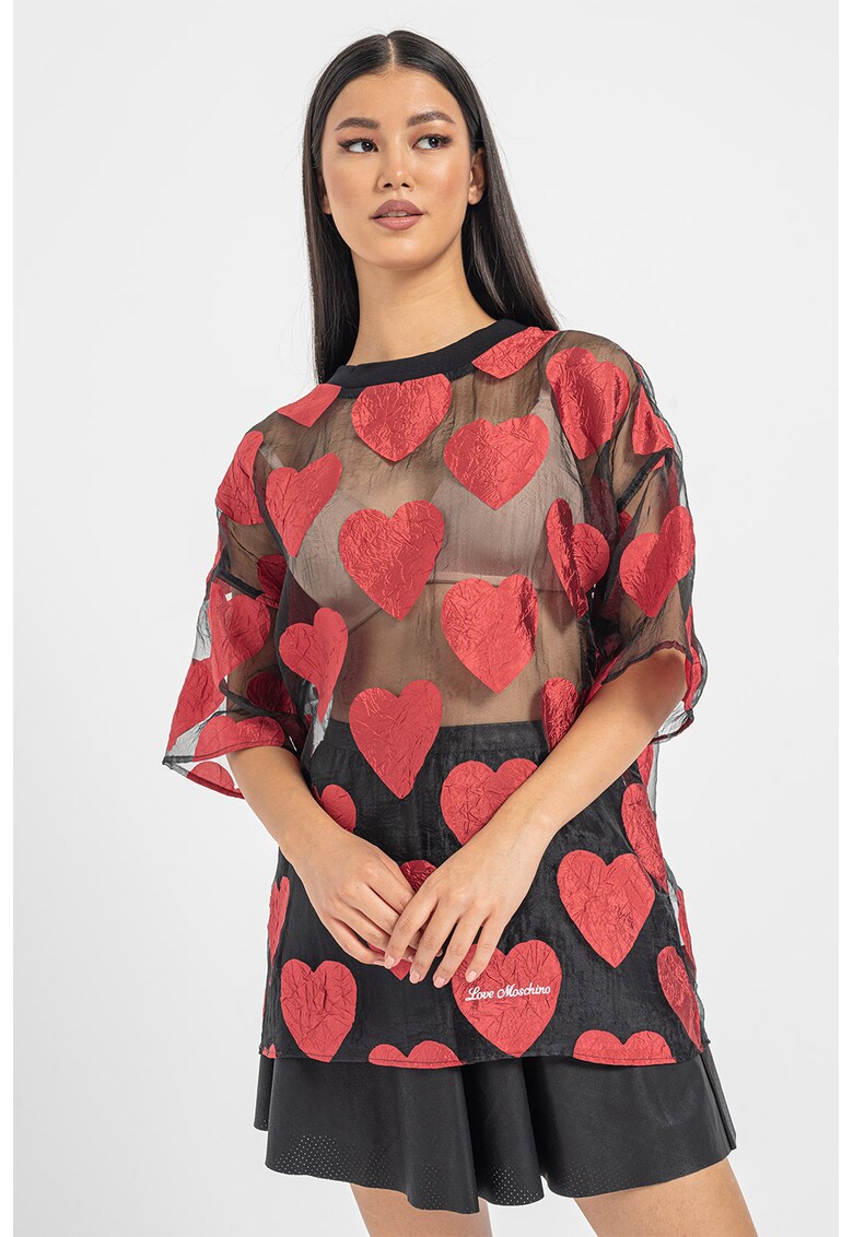 Bluza transparenta cu model inima