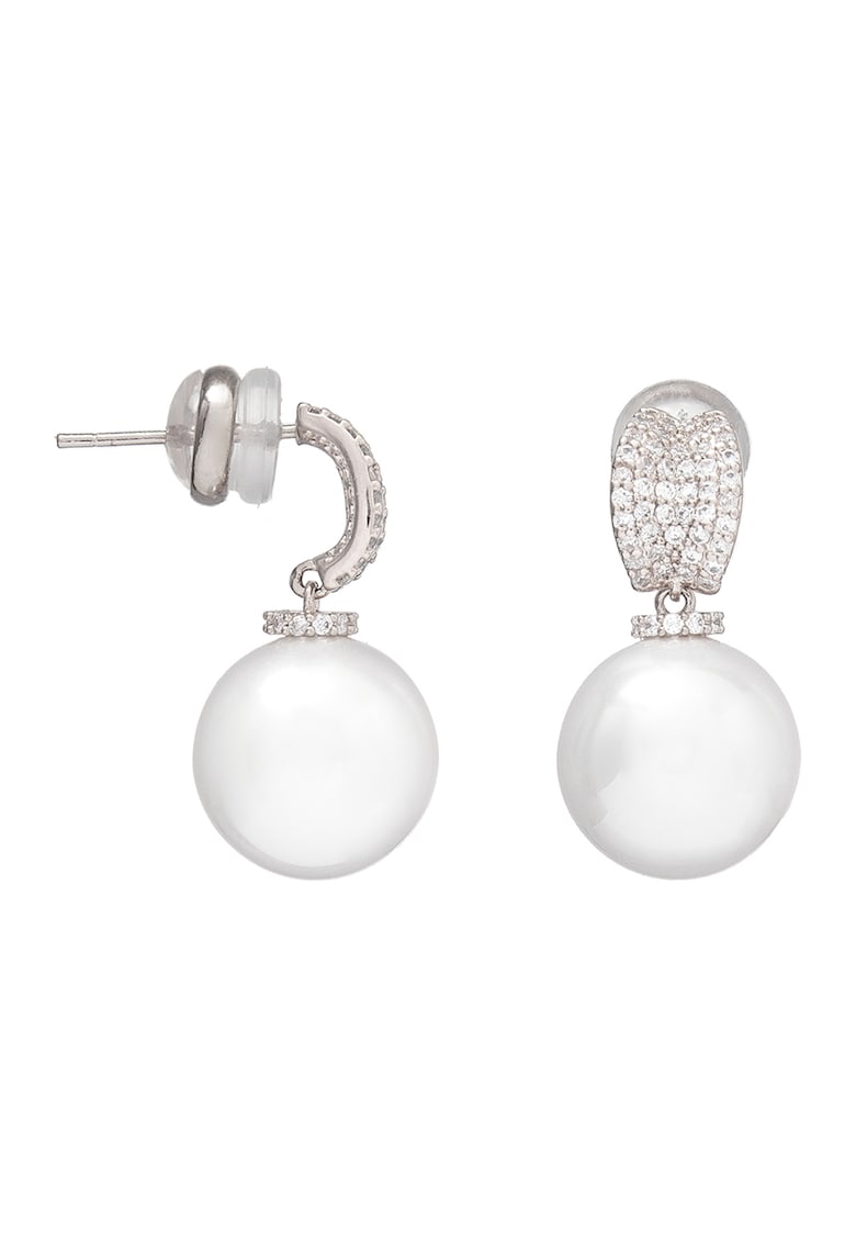 Cercei decorati cu perle de sticla si zirconia
