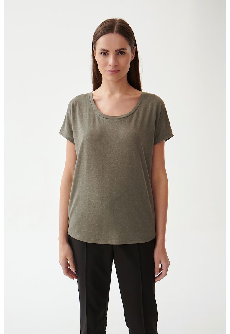 Tricou cu decolteu rotund Davija - Grej