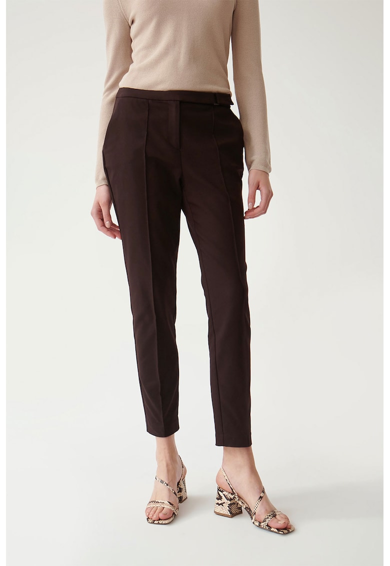 Pantaloni chino crop cu talie medie