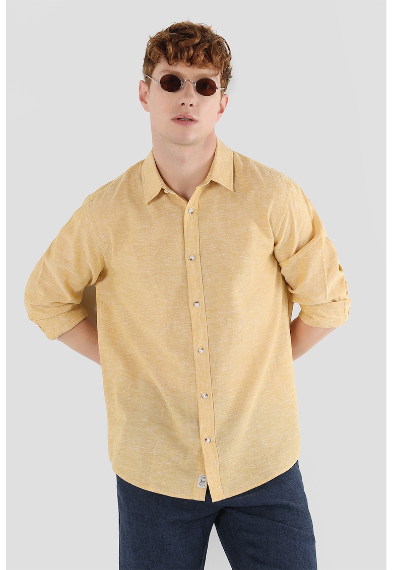 Camasa cu maneci lungi de bumbac si in