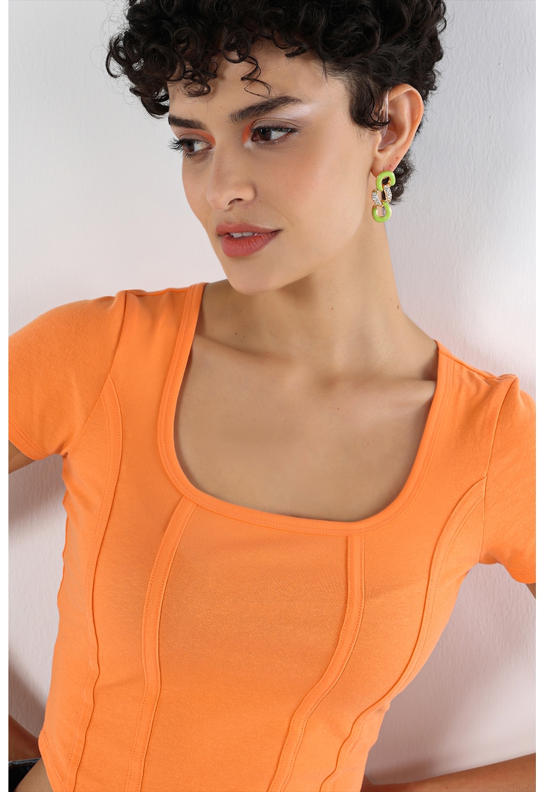 Tricou crop din amestec de bumbac