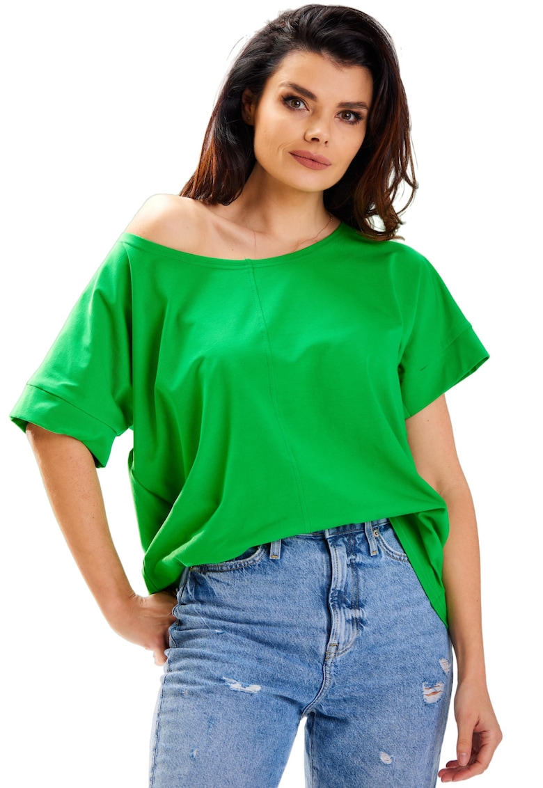 Bluza dama - Bumbac - Croiala lejera - Verde -