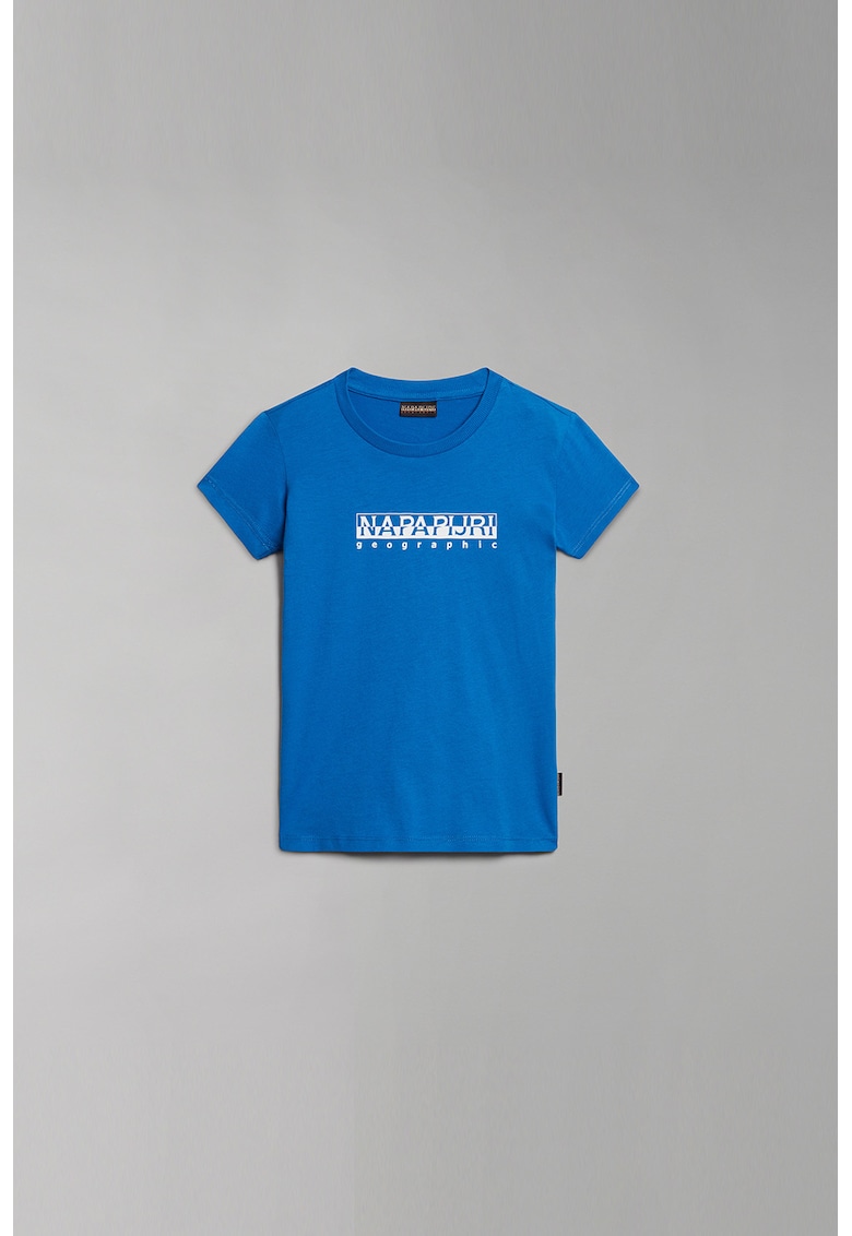 Tricou din bumbac cu imprimeu logo Box - Albastru