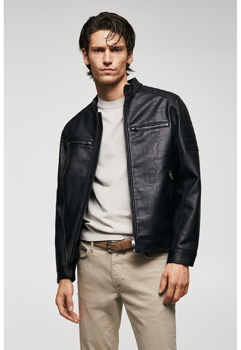 Jacheta slim fit de piele ecologica Joseno