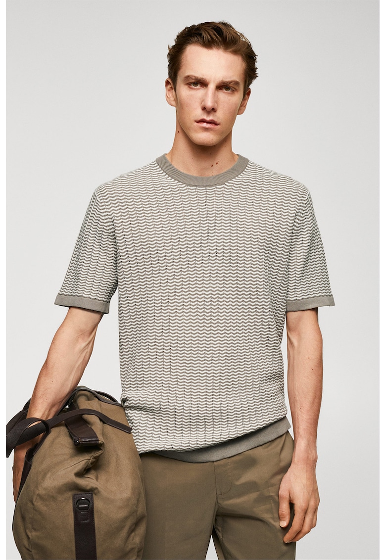 Tricou tricotat fin Zigzag