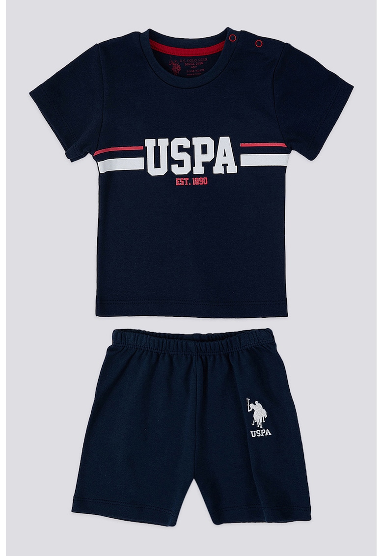 Set de tricou si pantaloni scurti cu imprimeu logo