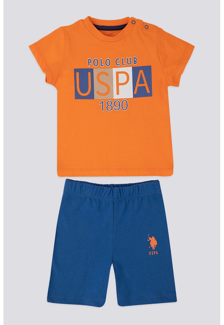 Set de pantaloni scurti si tricou cu imprimeu logo