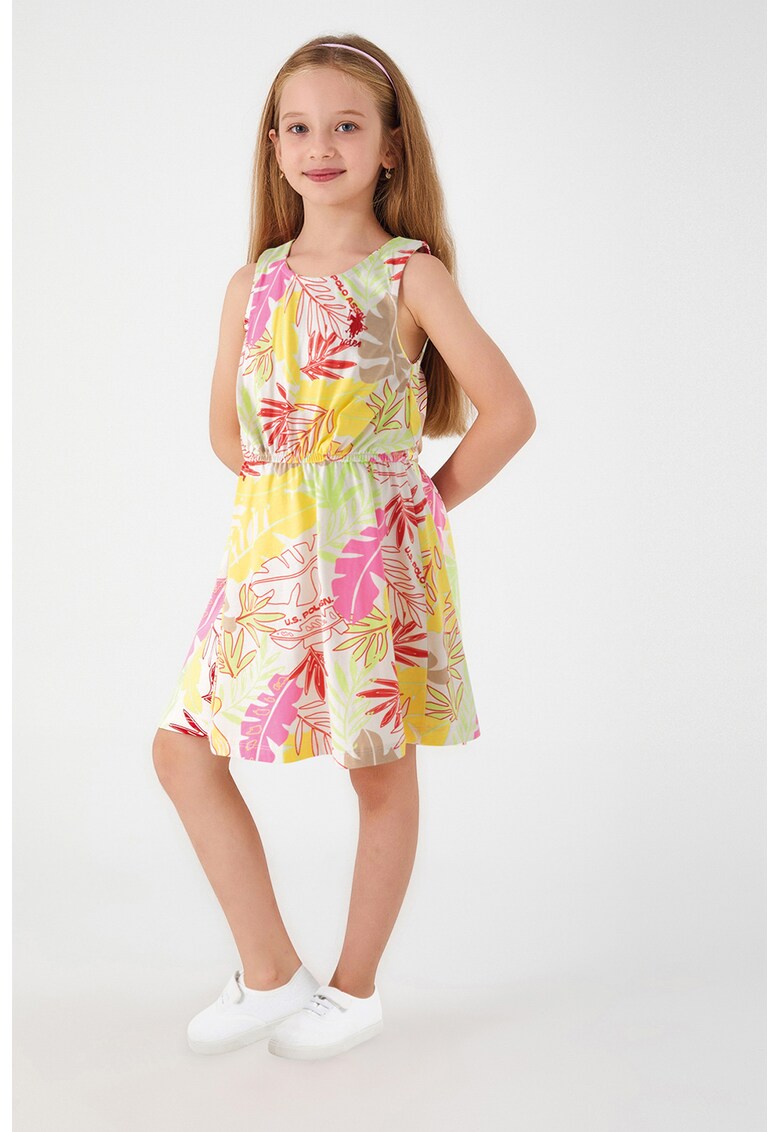 Rochie evazata cu model tropical