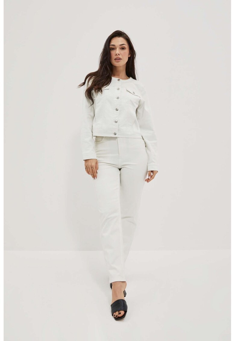 Blugi - albi din denim - Alb