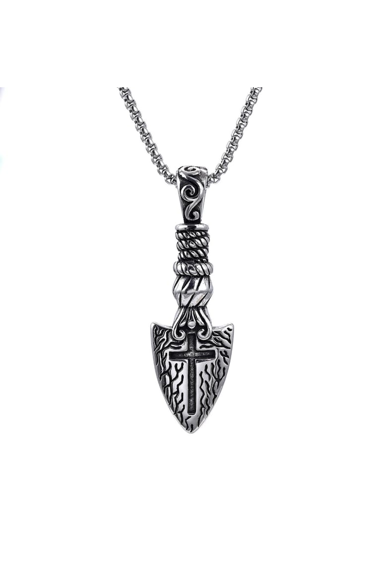 Lant cu pandantiv varf de sageata si cruce - tematica templar warrior - unisex - EFAYN