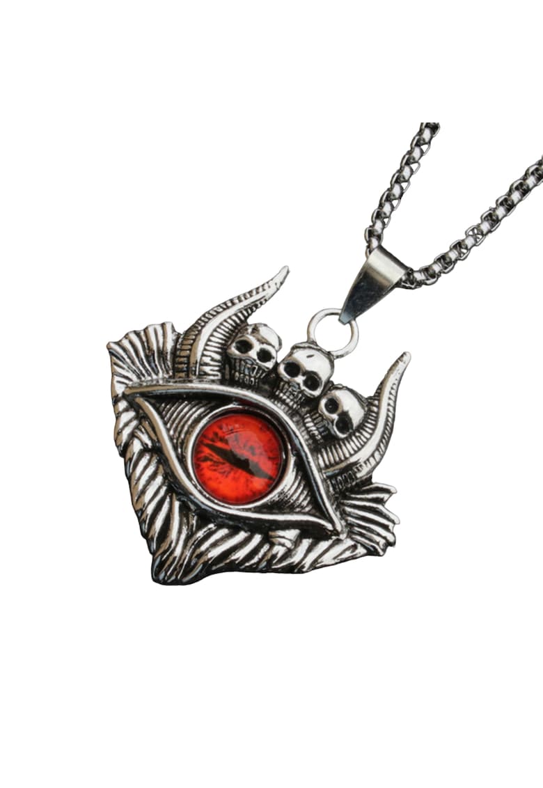 Lant demon world - cu pandantiv evil eye cu detalii capete de schelet - unisex - EFAYN