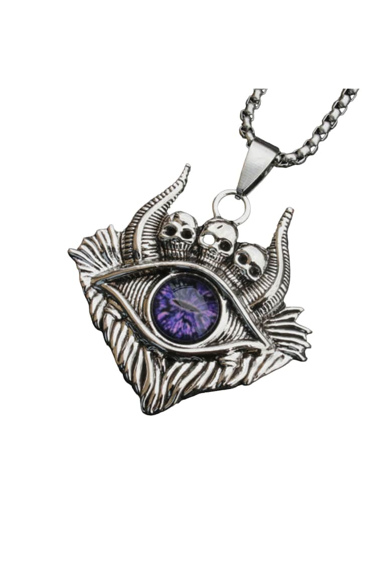 Lant demon world - cu pandantiv evil eye cu detalii capete de schelet - unisex - EFAYN