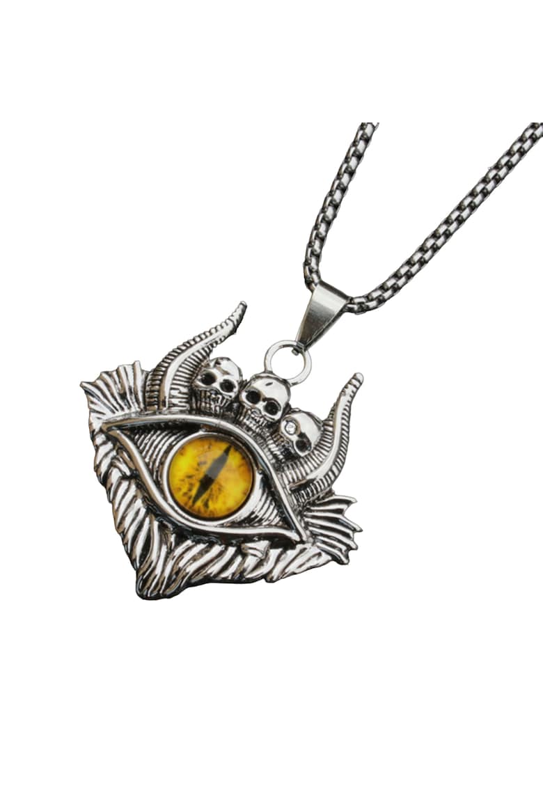 Lant demon world - cu pandantiv evil eye cu detalii capete de schelet - unisex - EFAYN