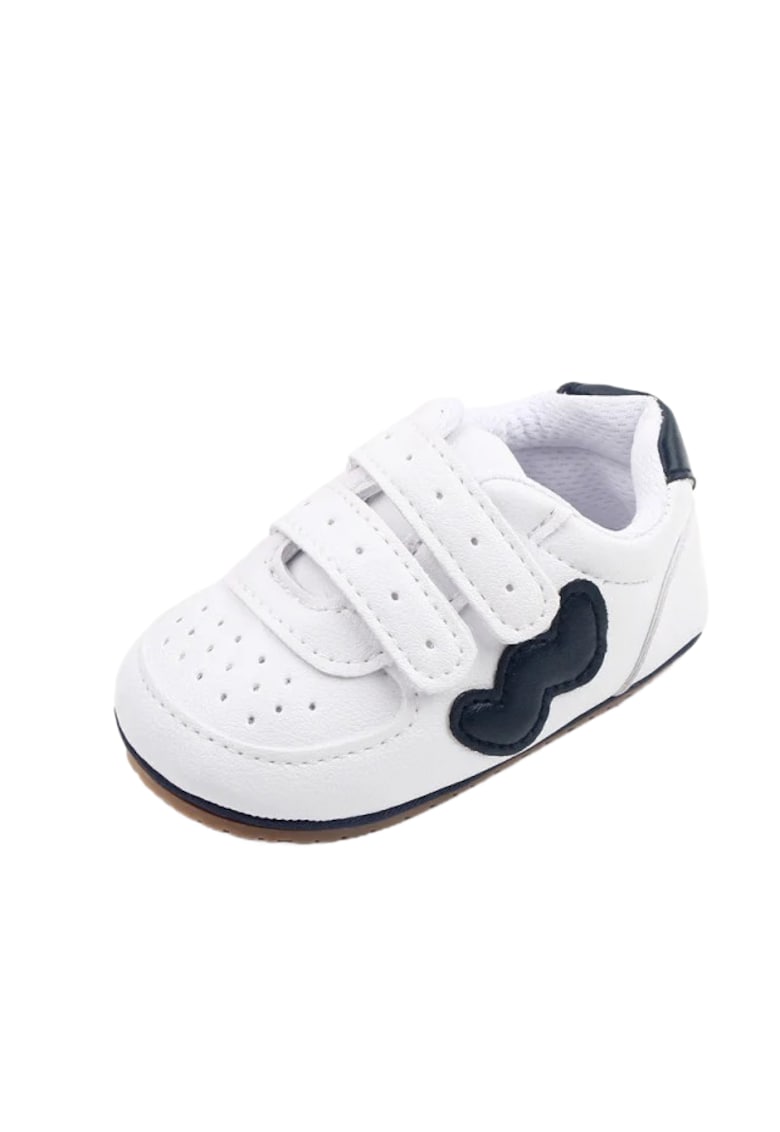 Pantofi Sport Model Valuri - Casual - Piele ecologica - Baieti - Velcro - Alb/ Negru
